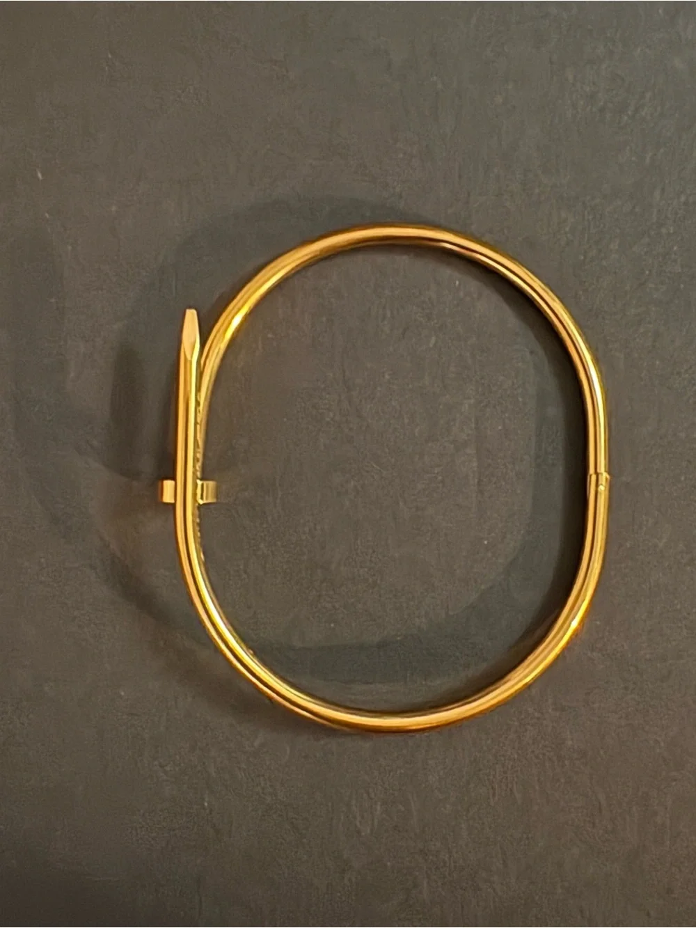 Stainless Steel Gold Plated Nail Bangle Bracelet Sz 19cm